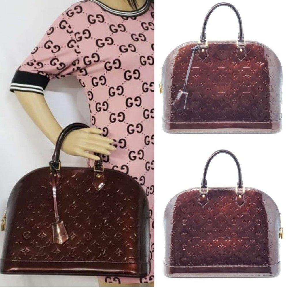 Auth Louis Vuitton Alma GM Vernis Monogram HandBag